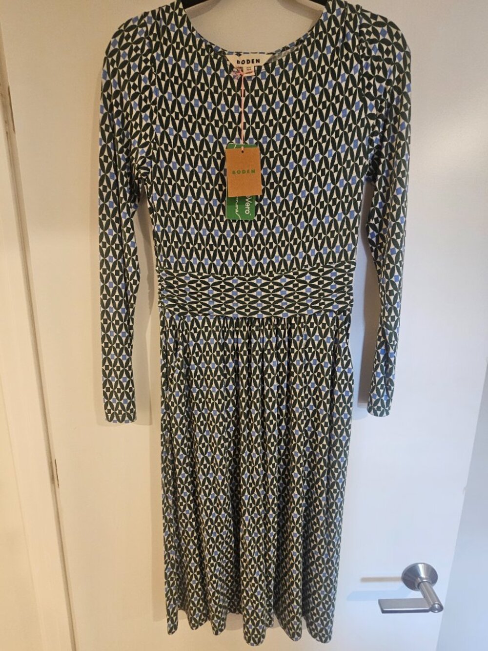Boden Amelie Green Long Sleeve Knit Midi Dress size 4L
